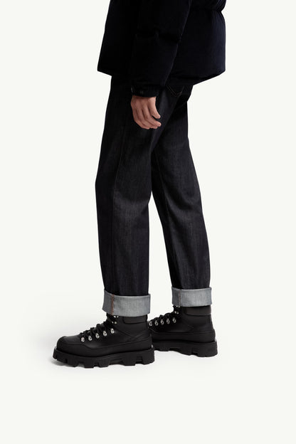 Moncler Peak Trek Leather Ankle Boots Black