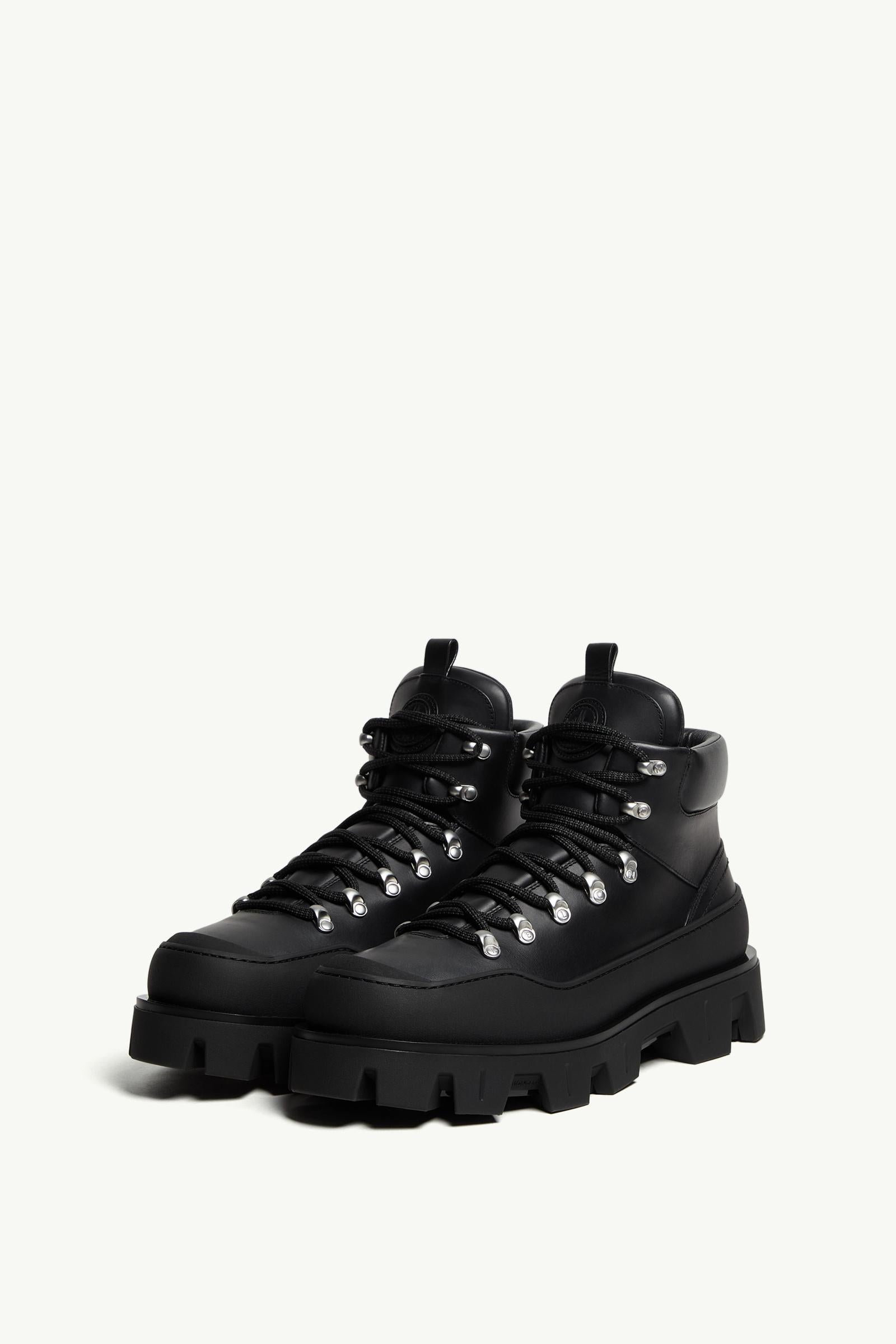 Moncler Peak Trek Leather Ankle Boots Black
