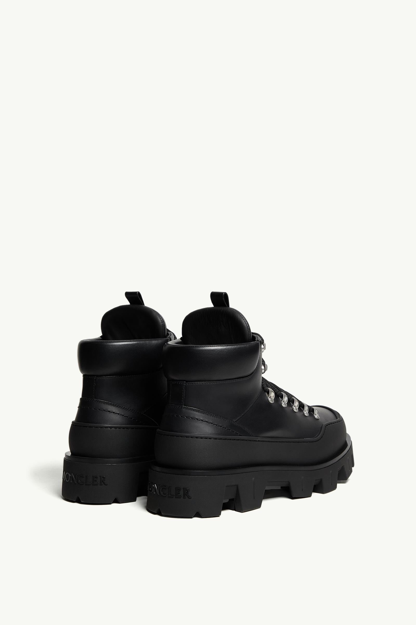 Moncler Peak Trek Leather Ankle Boots Black