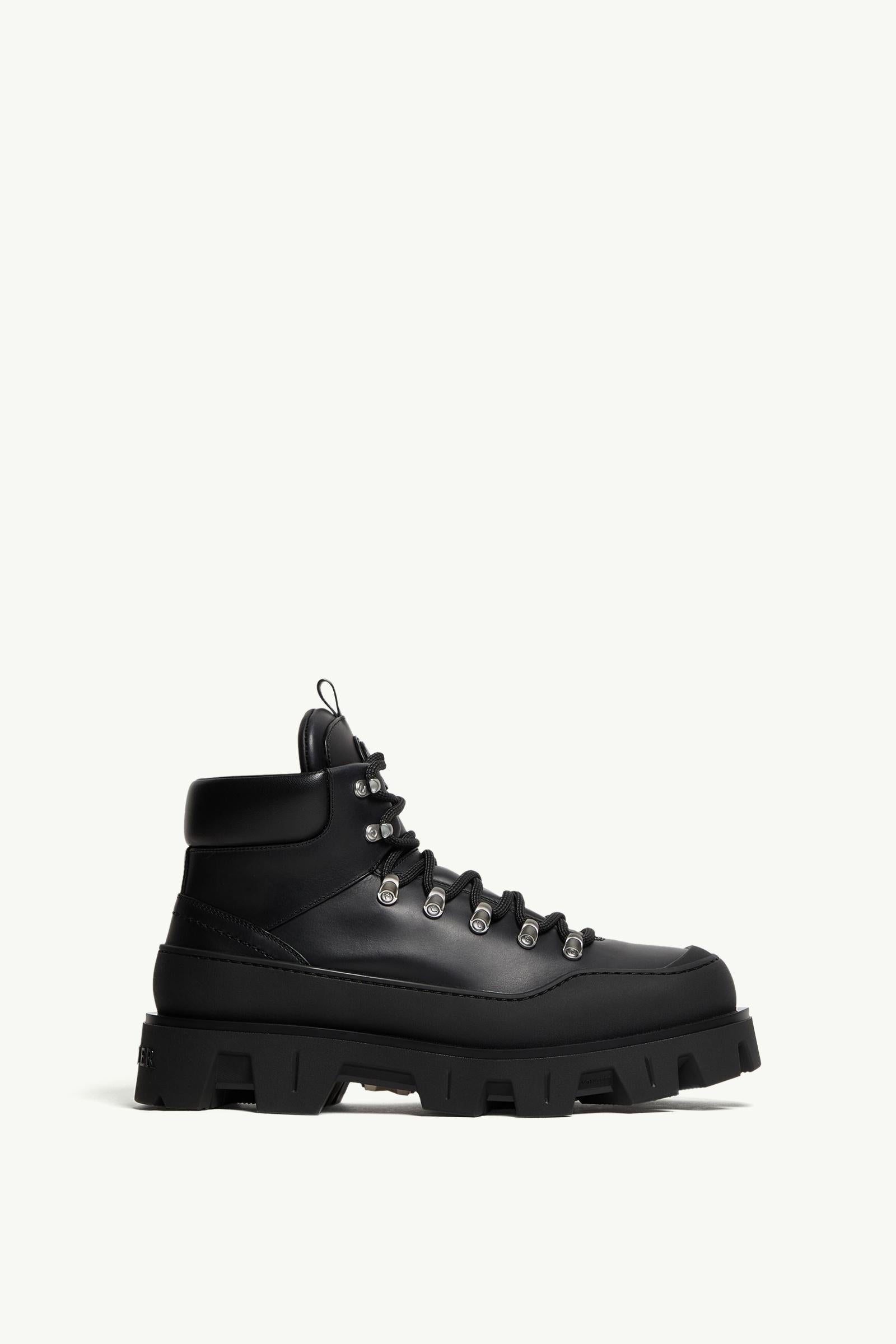 Moncler Peak Trek Leather Ankle Boots Black