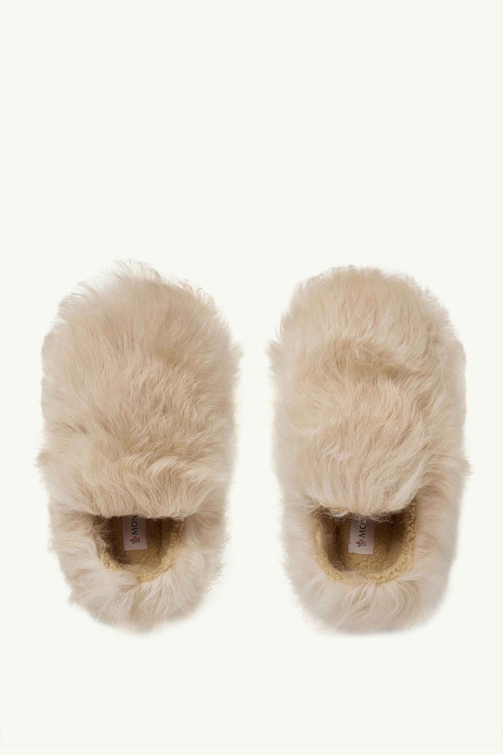 Moncler Snug Shearling Flats Light Beige