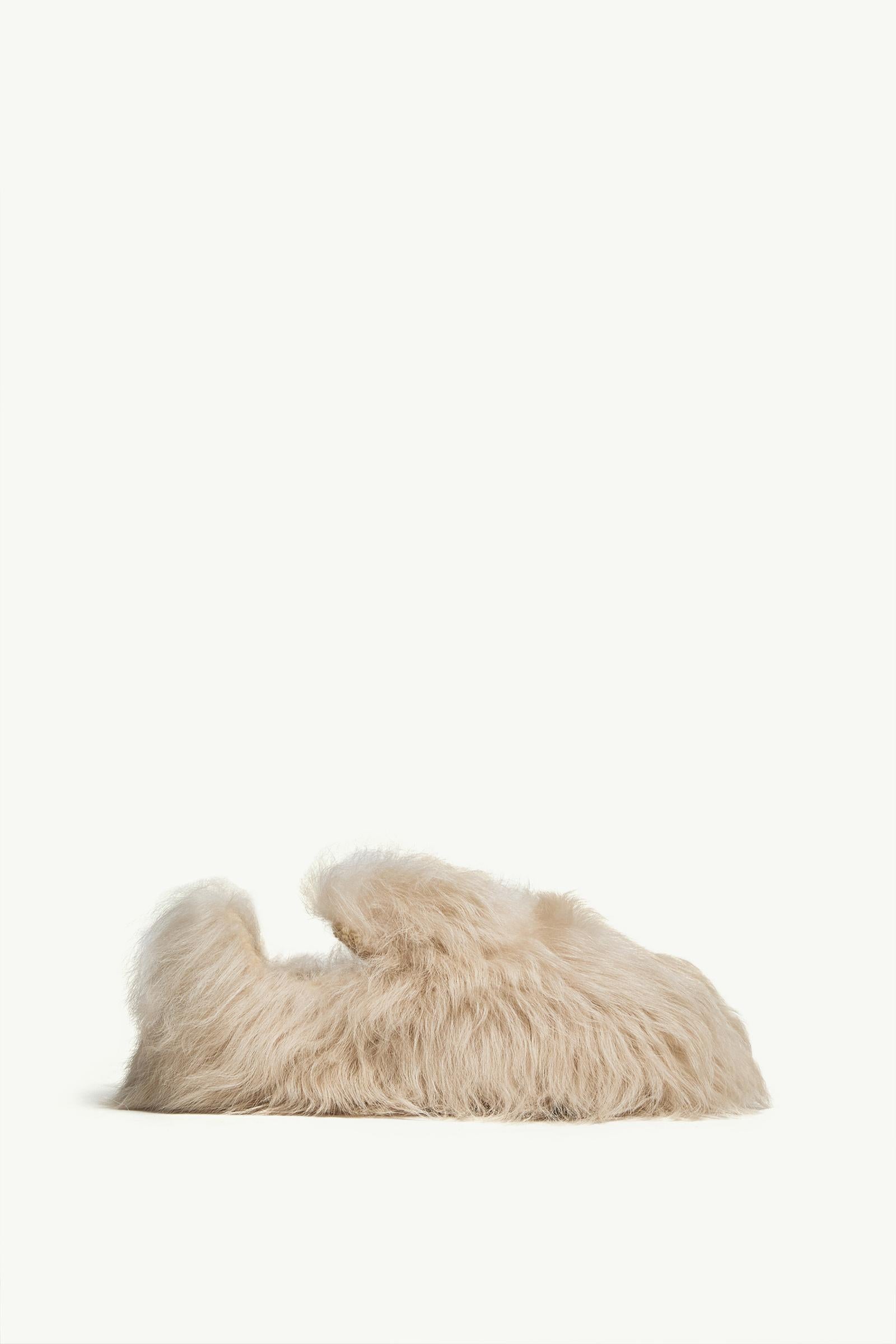Moncler Snug Shearling Flats Light Beige