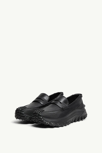 Moncler Trailgrip Leather Loafers Black