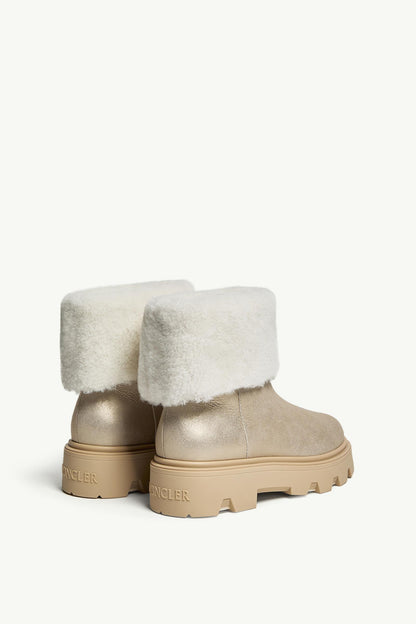 Moncler Aurea Mid Shearling Boots Silver