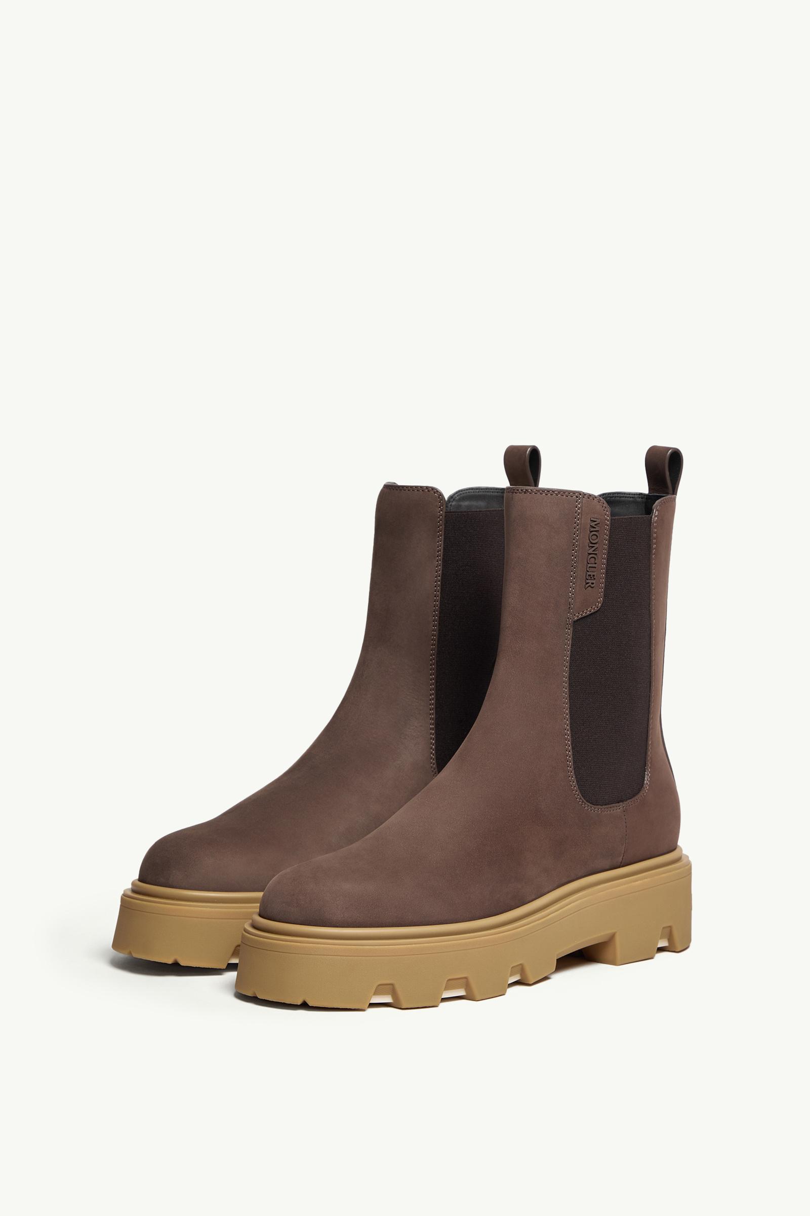 Moncler Aurea Nubuck Chelsea Boots Brown