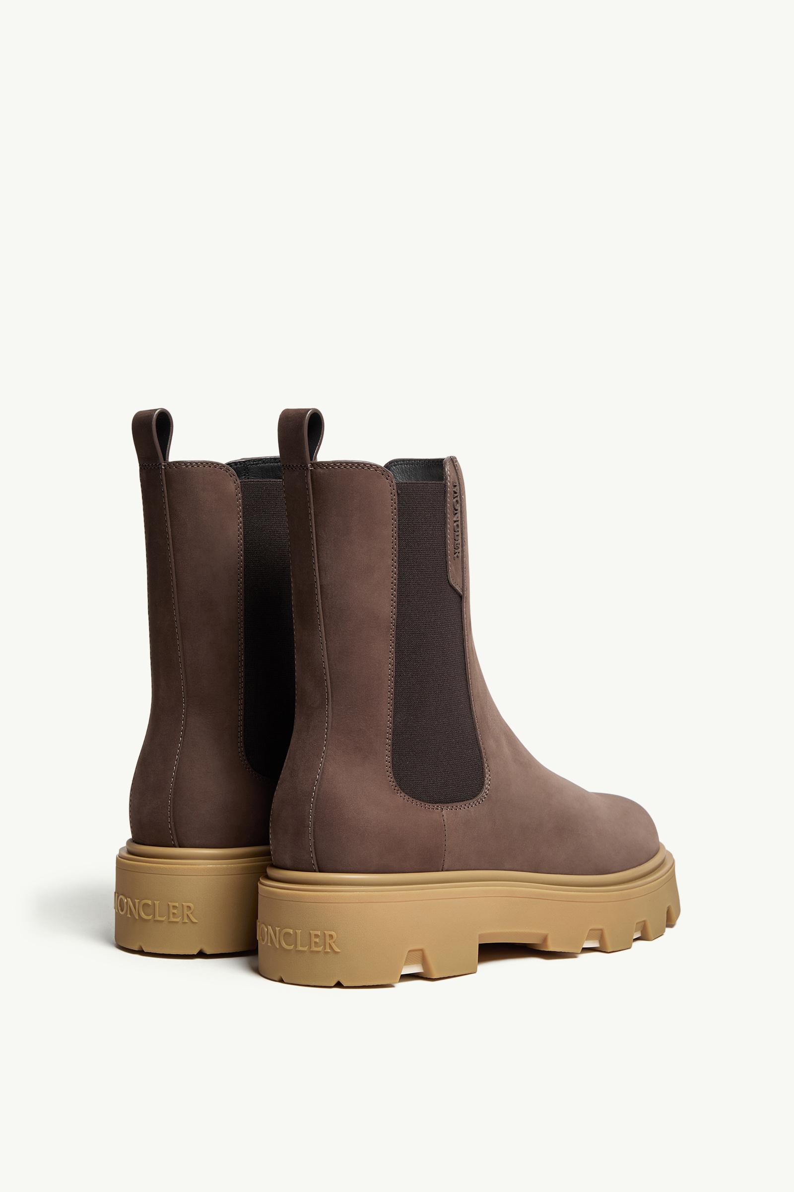 Moncler Aurea Nubuck Chelsea Boots Brown