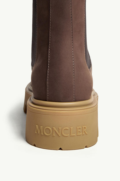 Moncler Aurea Nubuck Chelsea Boots Brown