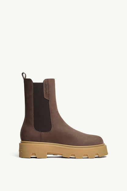 Moncler Aurea Nubuck Chelsea Boots Brown
