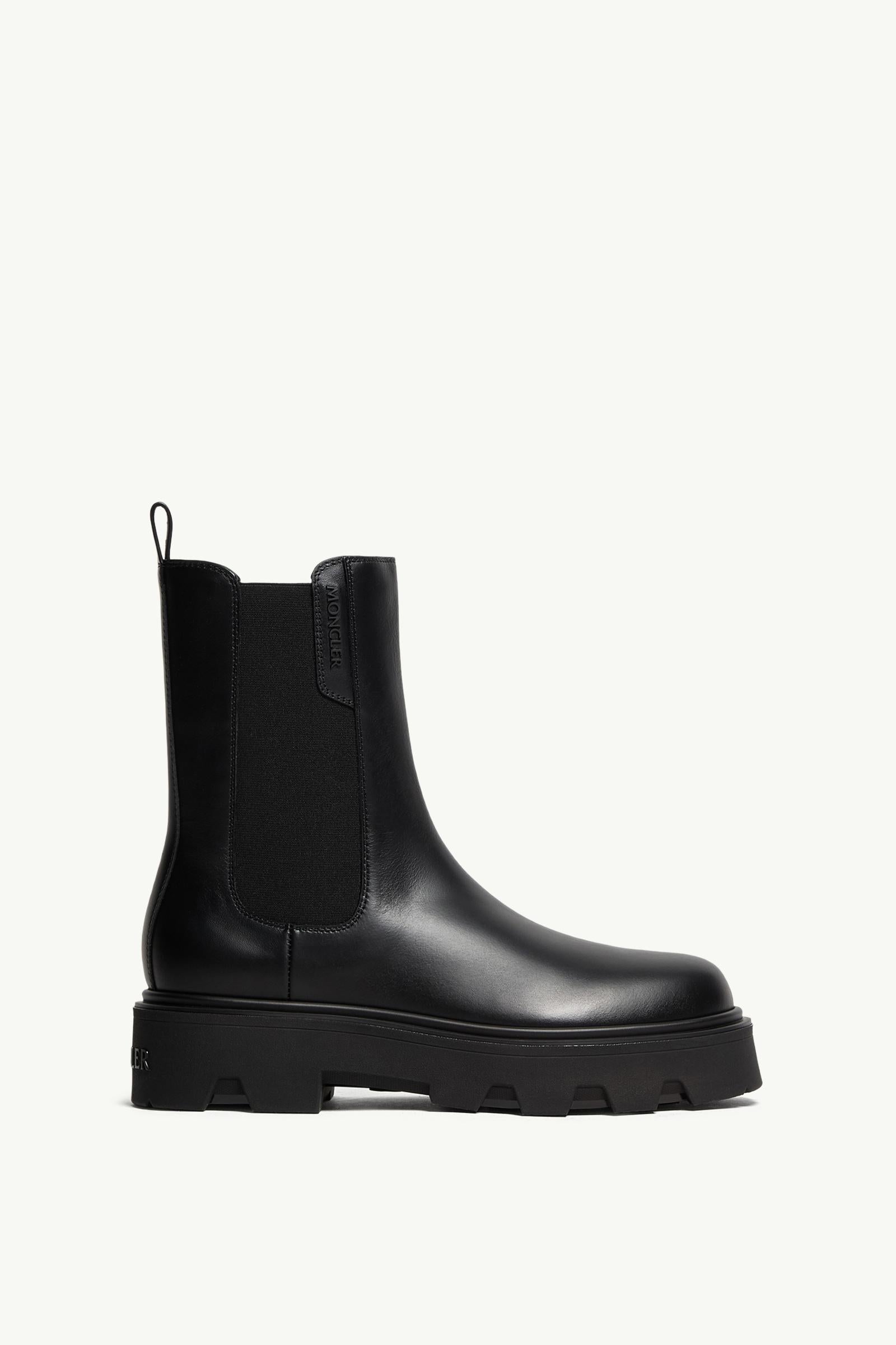 Moncler Aurea Leather Chelsea Boots Black