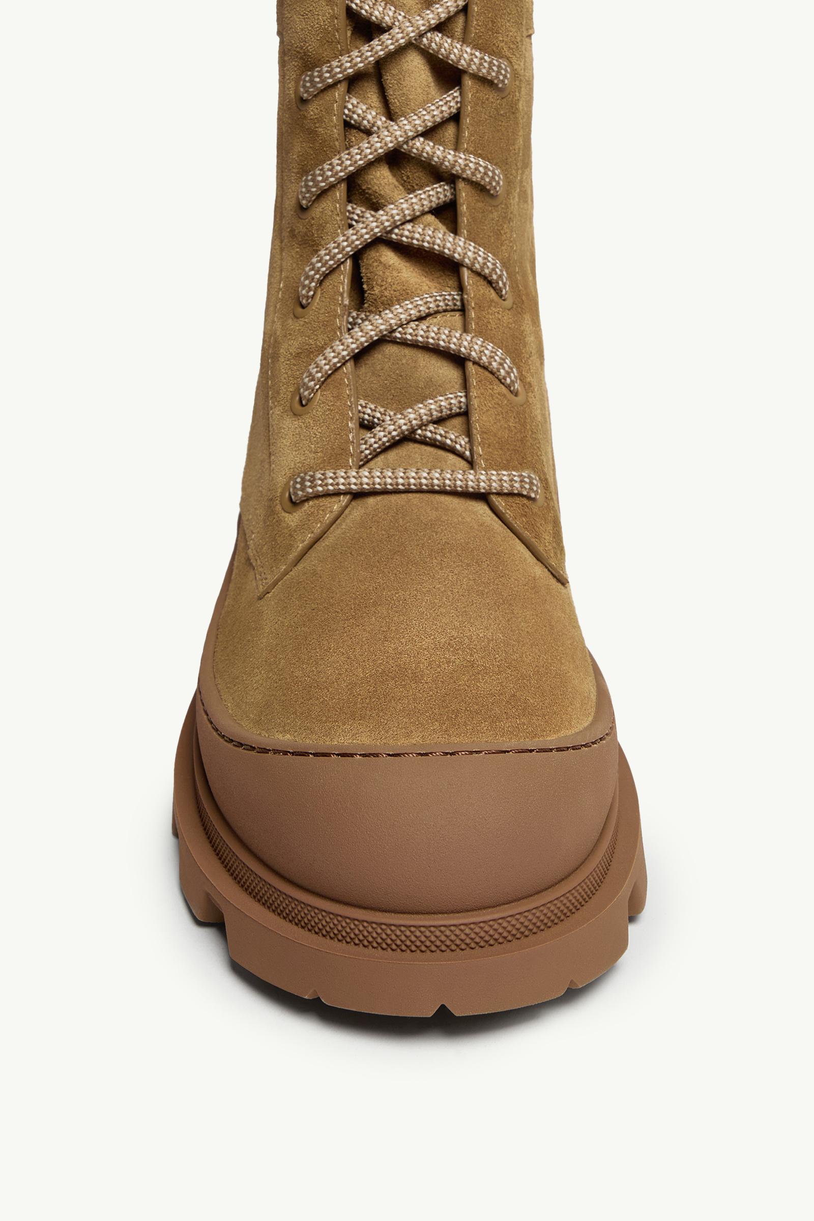 Moncler Vera High Suede Lace-Up Boots Camel Beige