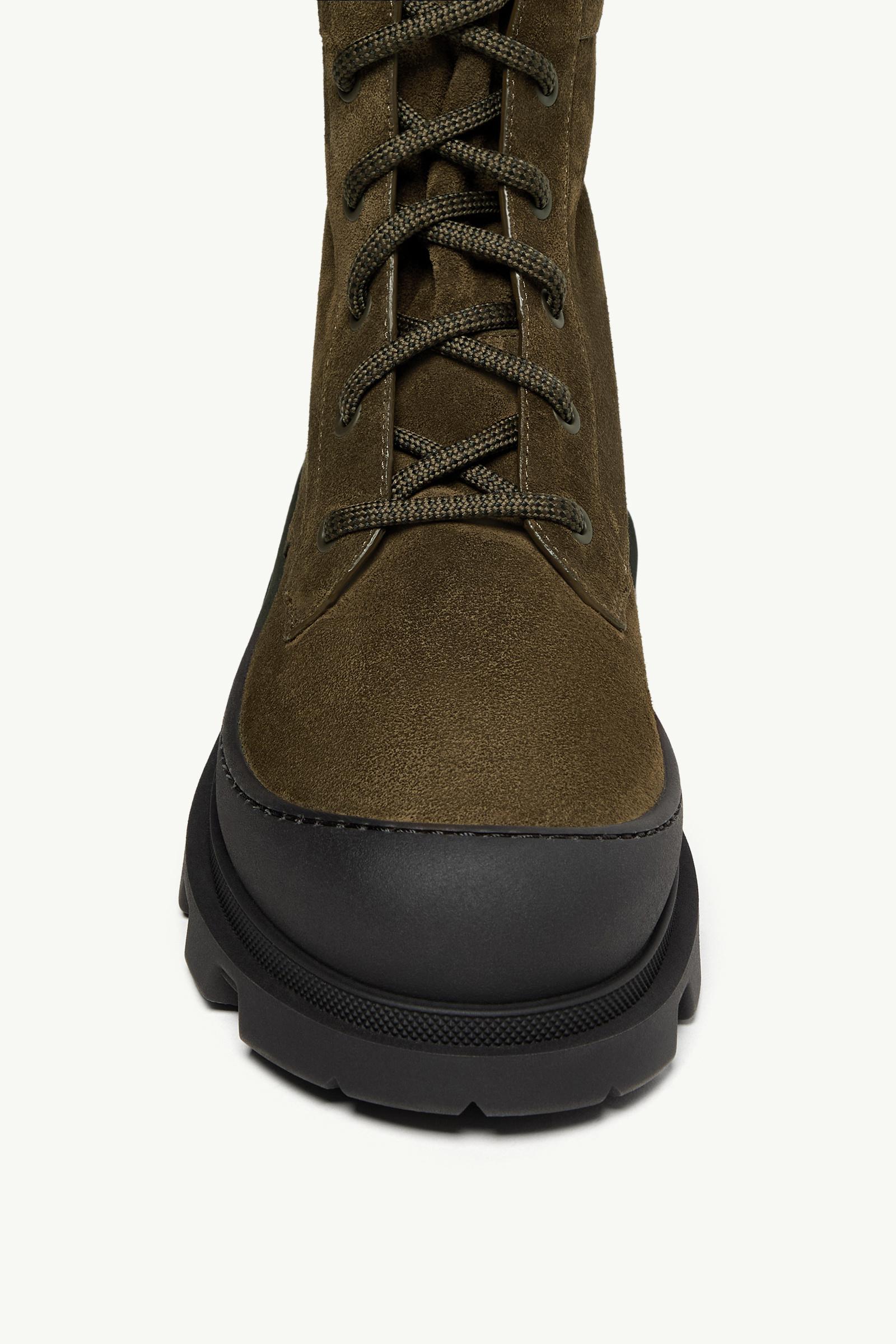 Moncler Vera High Suede Lace-Up Boots Olive Green
