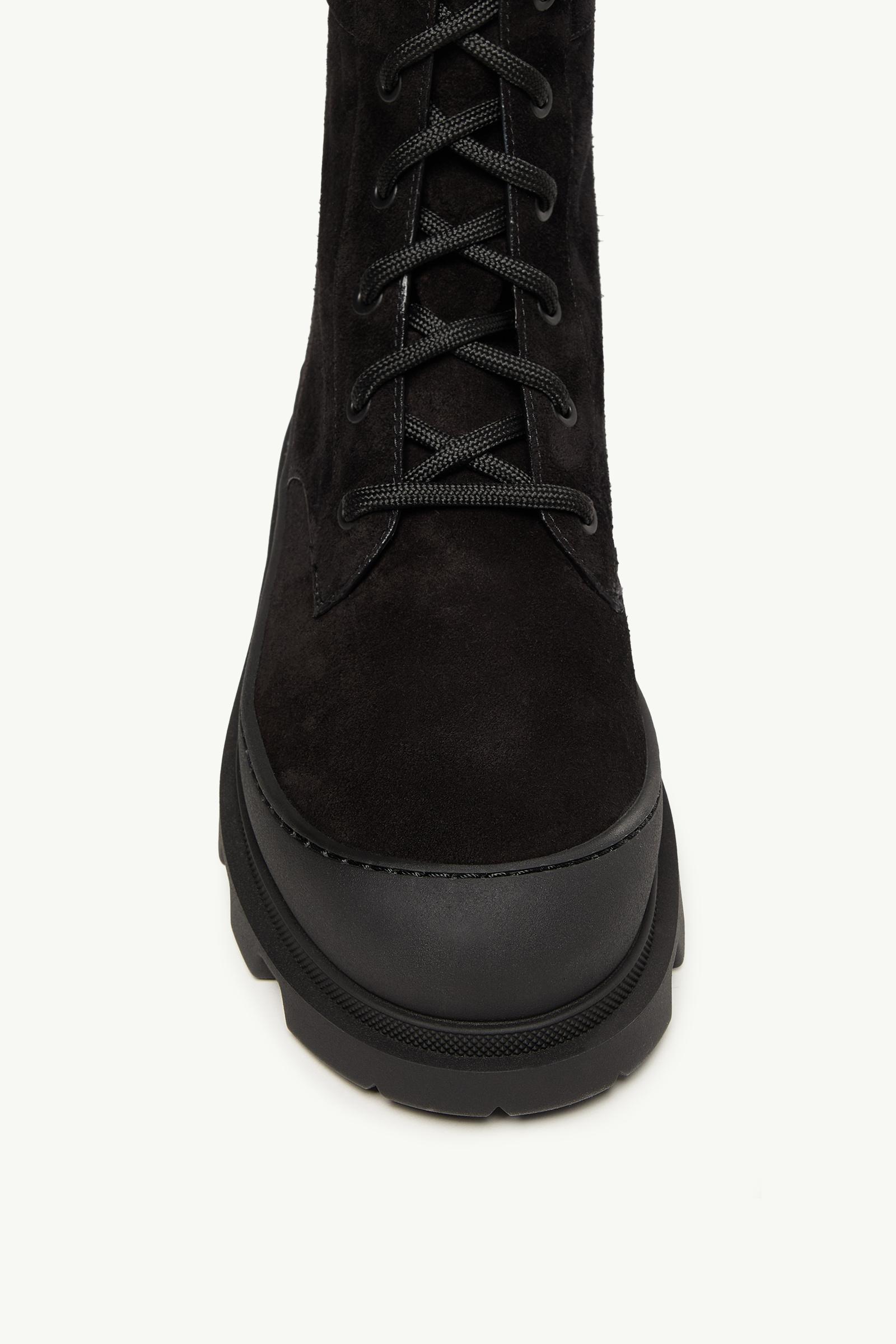 Moncler Vera High Suede Lace-Up Boots Black