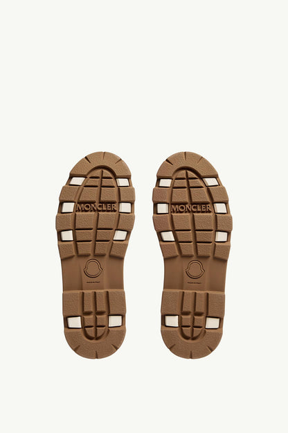 Moncler Vera High Suede & Shearling Lace-Up Boots Brown