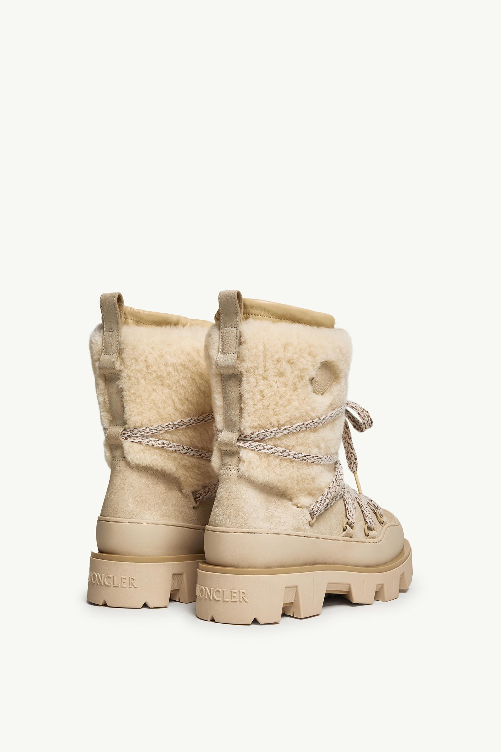 Moncler Peak Aprs Suede & Shearling Boots Light Beige