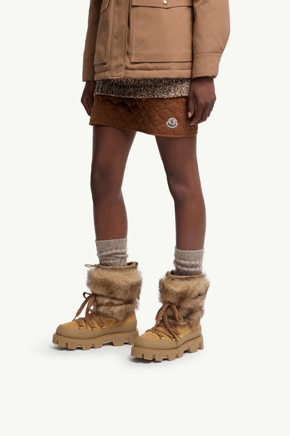 Moncler Peak Aprs Suede & Shearling Boots Camel Beige