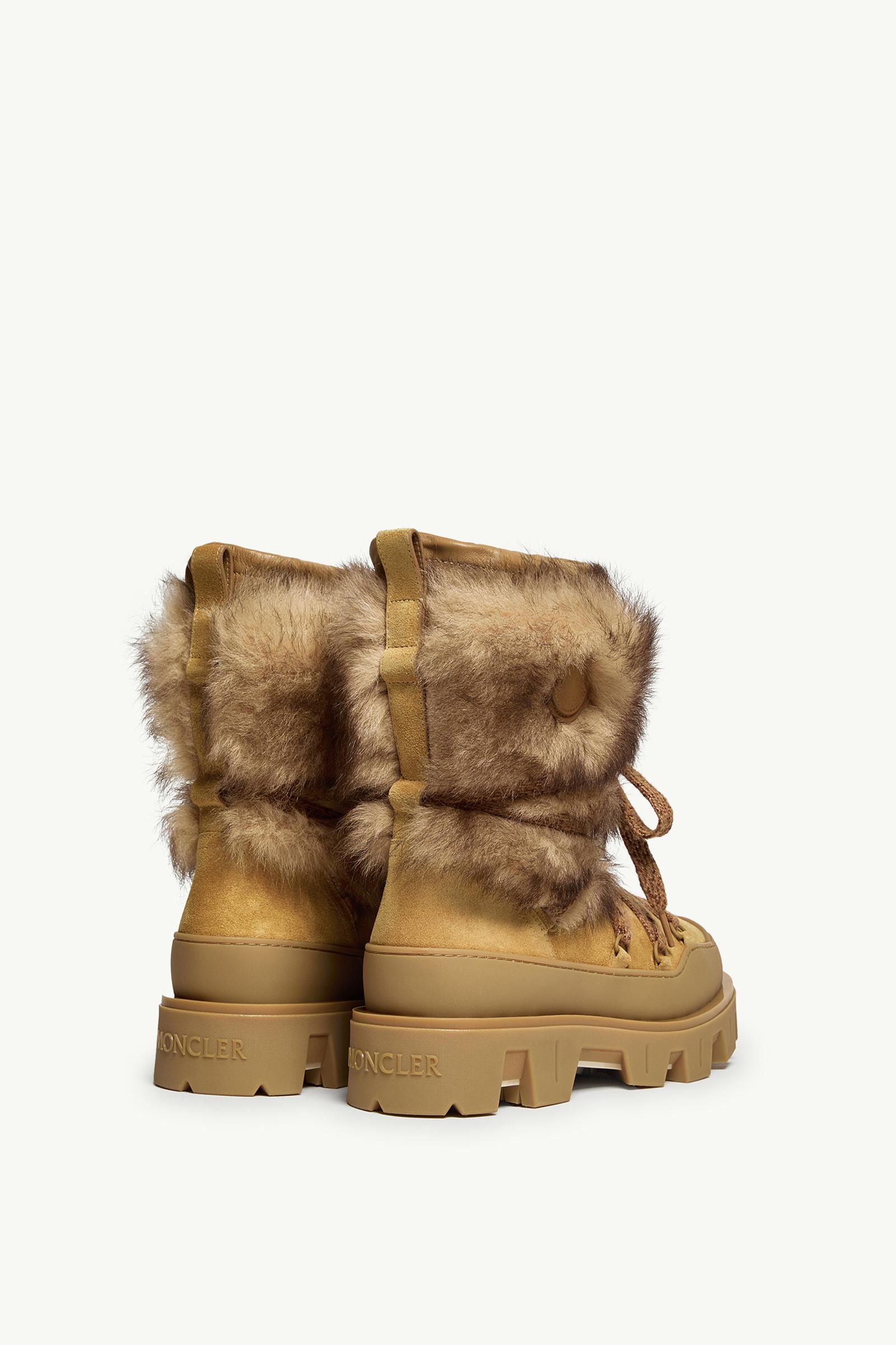 Moncler Peak Aprs Suede & Shearling Boots Camel Beige