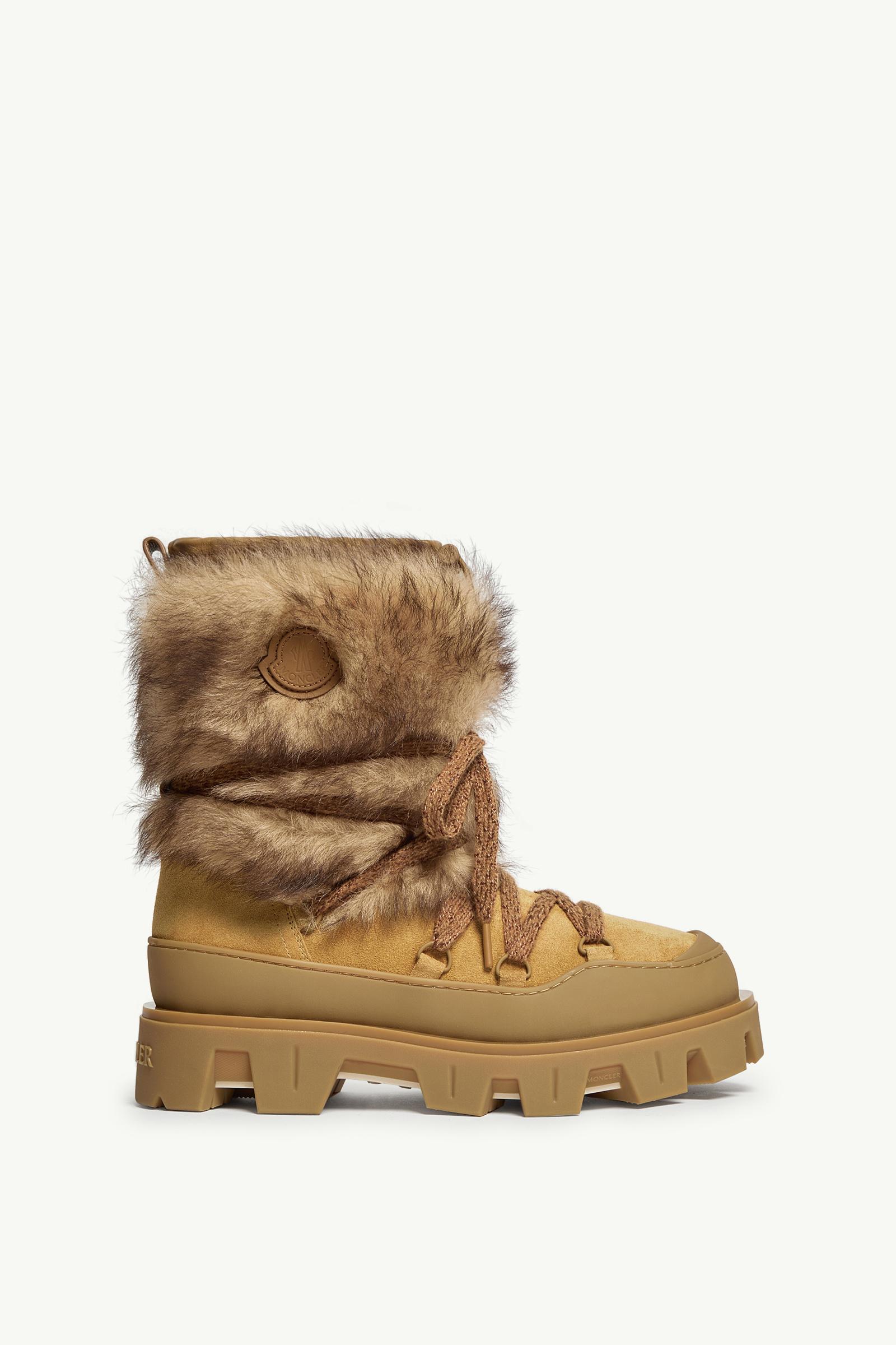 Moncler Peak Aprs Suede & Shearling Boots Camel Beige