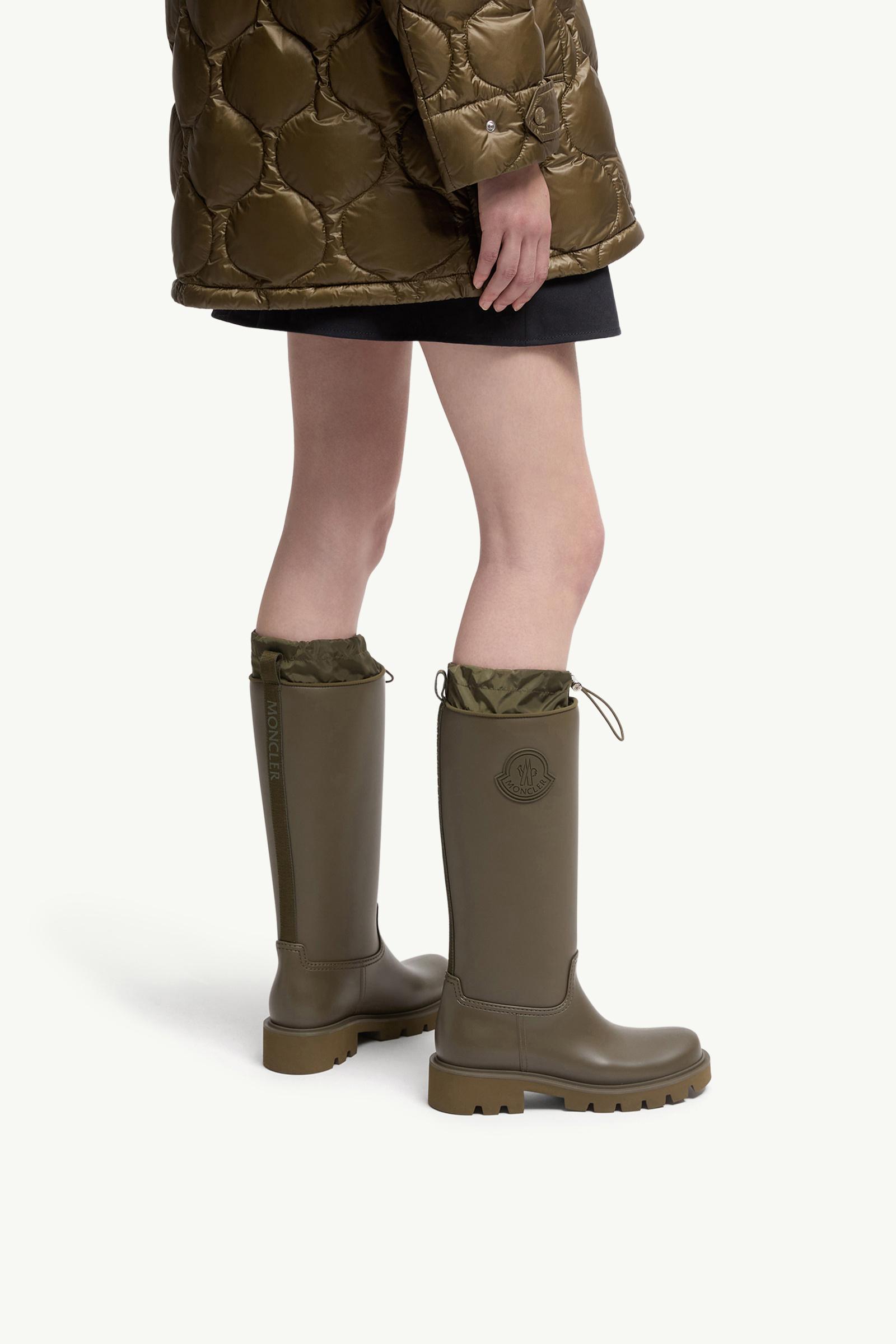 Moncler Kickstream High Rain Boots Olive Green