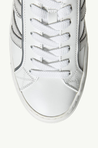 Moncler Monaco2 Leather & Glitter Sneakers White