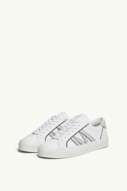 Moncler Monaco2 Leather & Glitter Sneakers White