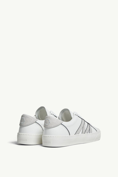 Moncler Monaco2 Leather & Glitter Sneakers White