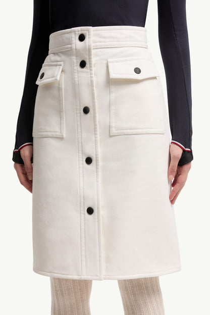 Moncler Technical Twill Knee-Length Skirt White White