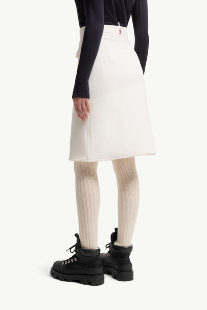 Moncler Technical Twill Knee-Length Skirt White White