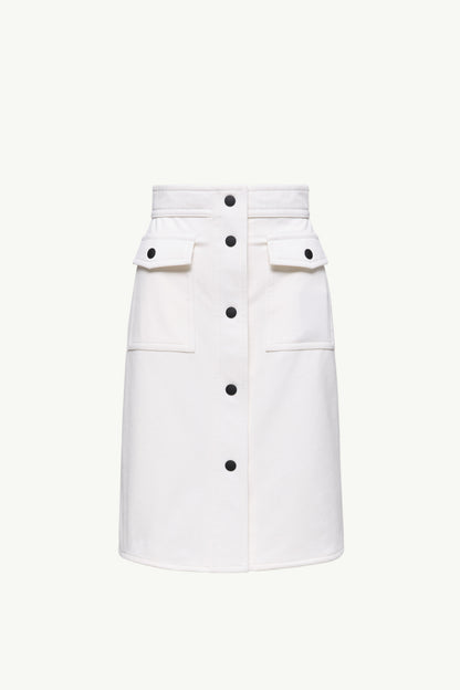 Moncler Technical Twill Knee-Length Skirt White White