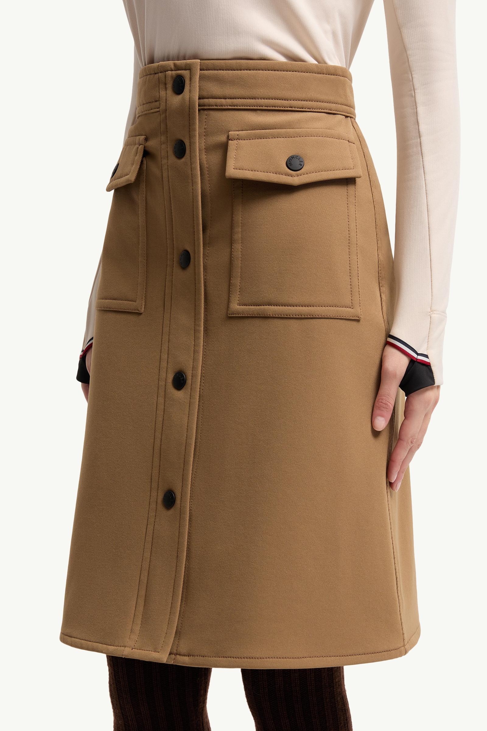 Moncler Technical Twill Knee-Length Skirt Brown Brown