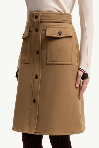 Moncler Technical Twill Knee-Length Skirt Brown Brown