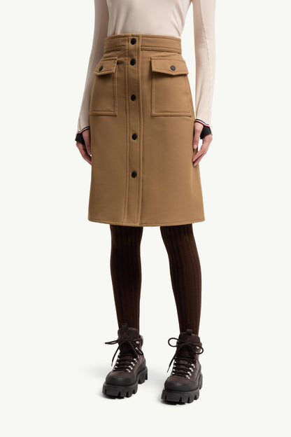 Moncler Technical Twill Knee-Length Skirt Brown Brown