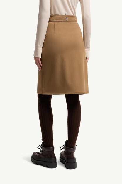 Moncler Technical Twill Knee-Length Skirt Brown Brown
