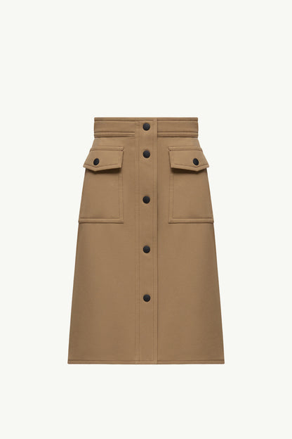 Moncler Technical Twill Knee-Length Skirt Brown Brown