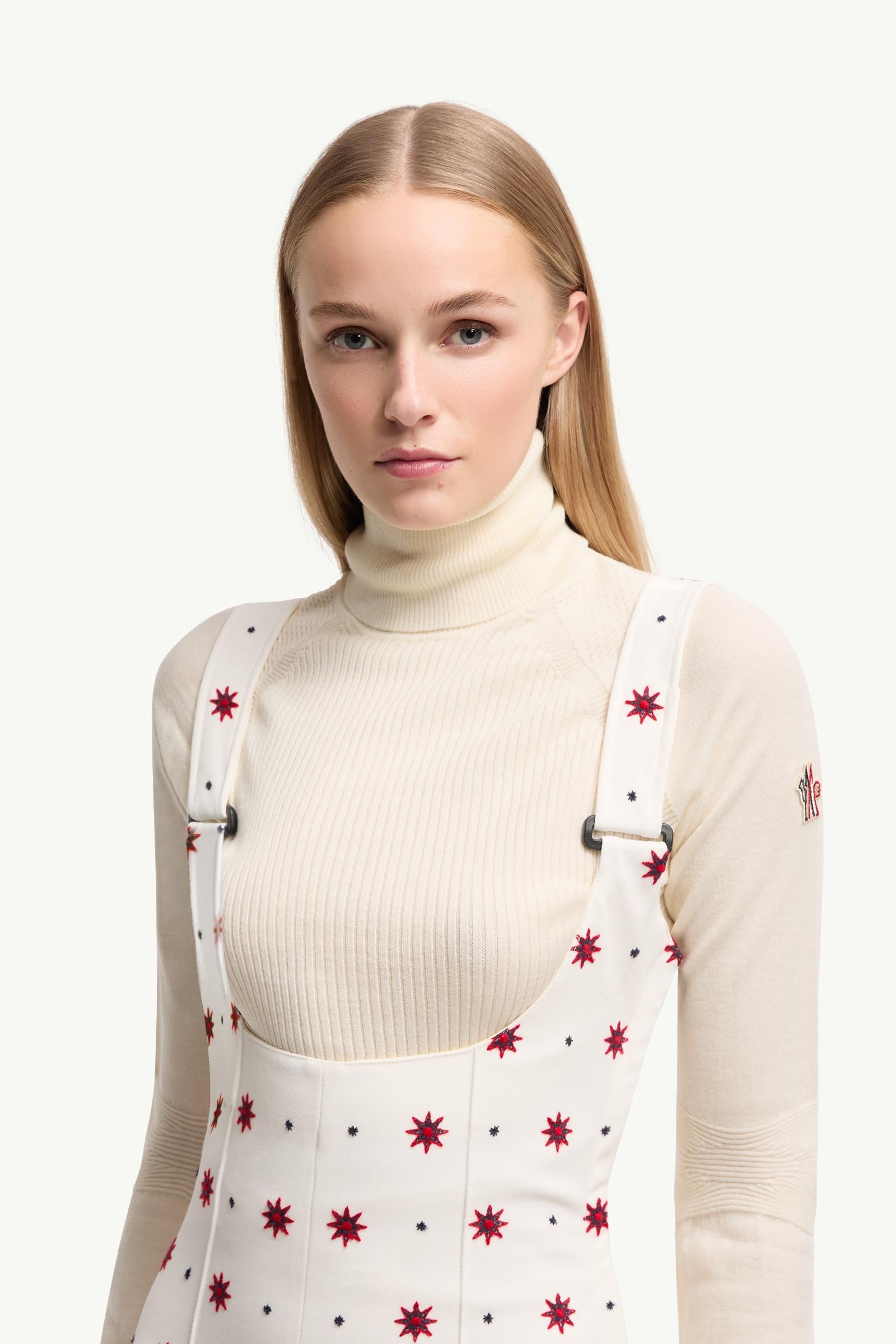Moncler Geometric Pattern Technical Twill Ski Bib White White