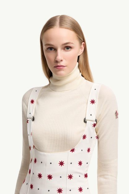 Moncler Geometric Pattern Technical Twill Ski Bib White White
