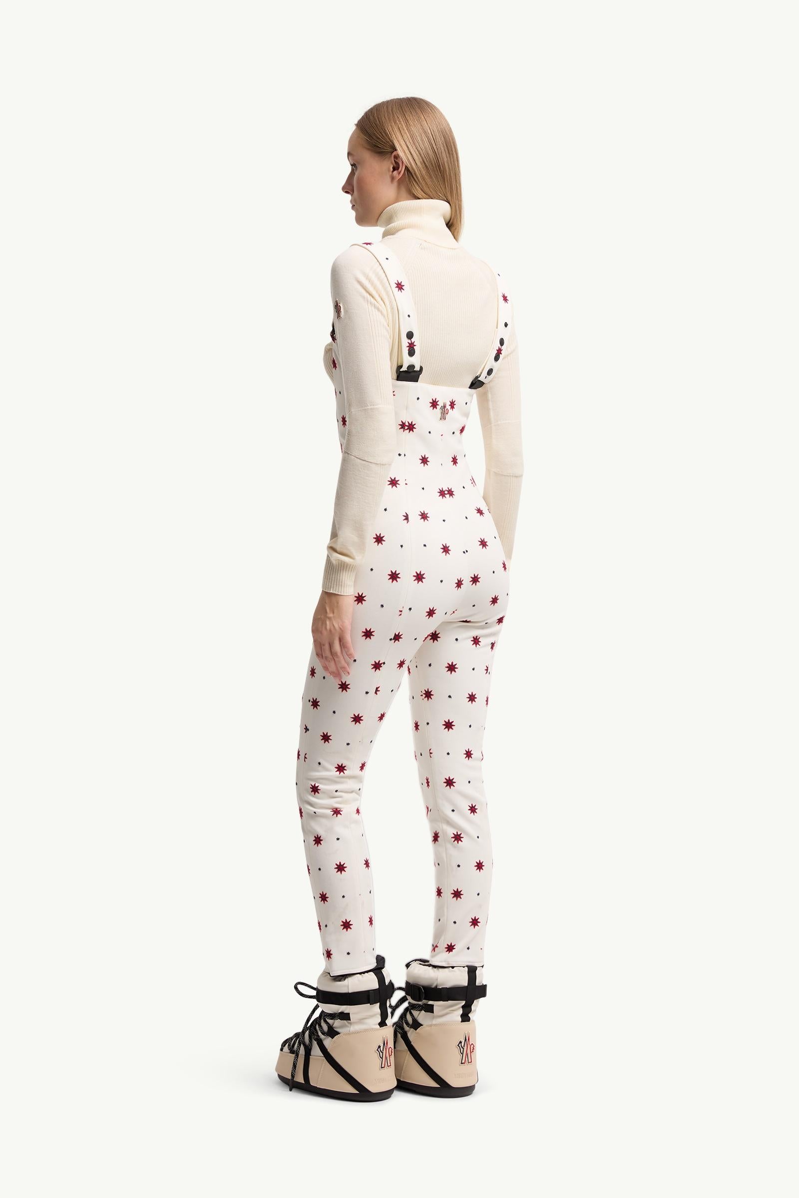 Moncler Geometric Pattern Technical Twill Ski Bib White White