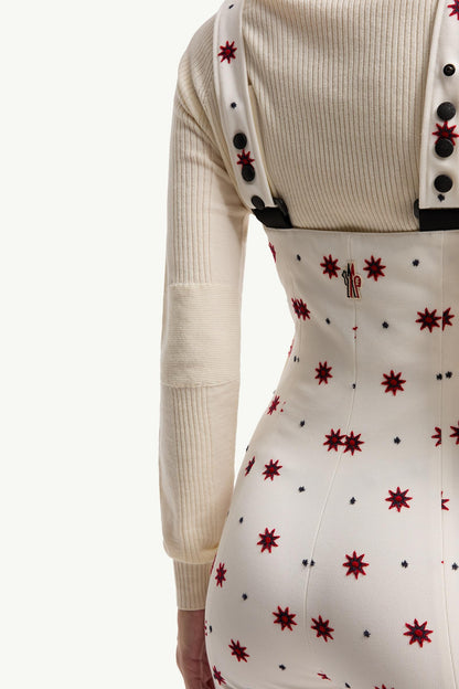 Moncler Geometric Pattern Technical Twill Ski Bib White White