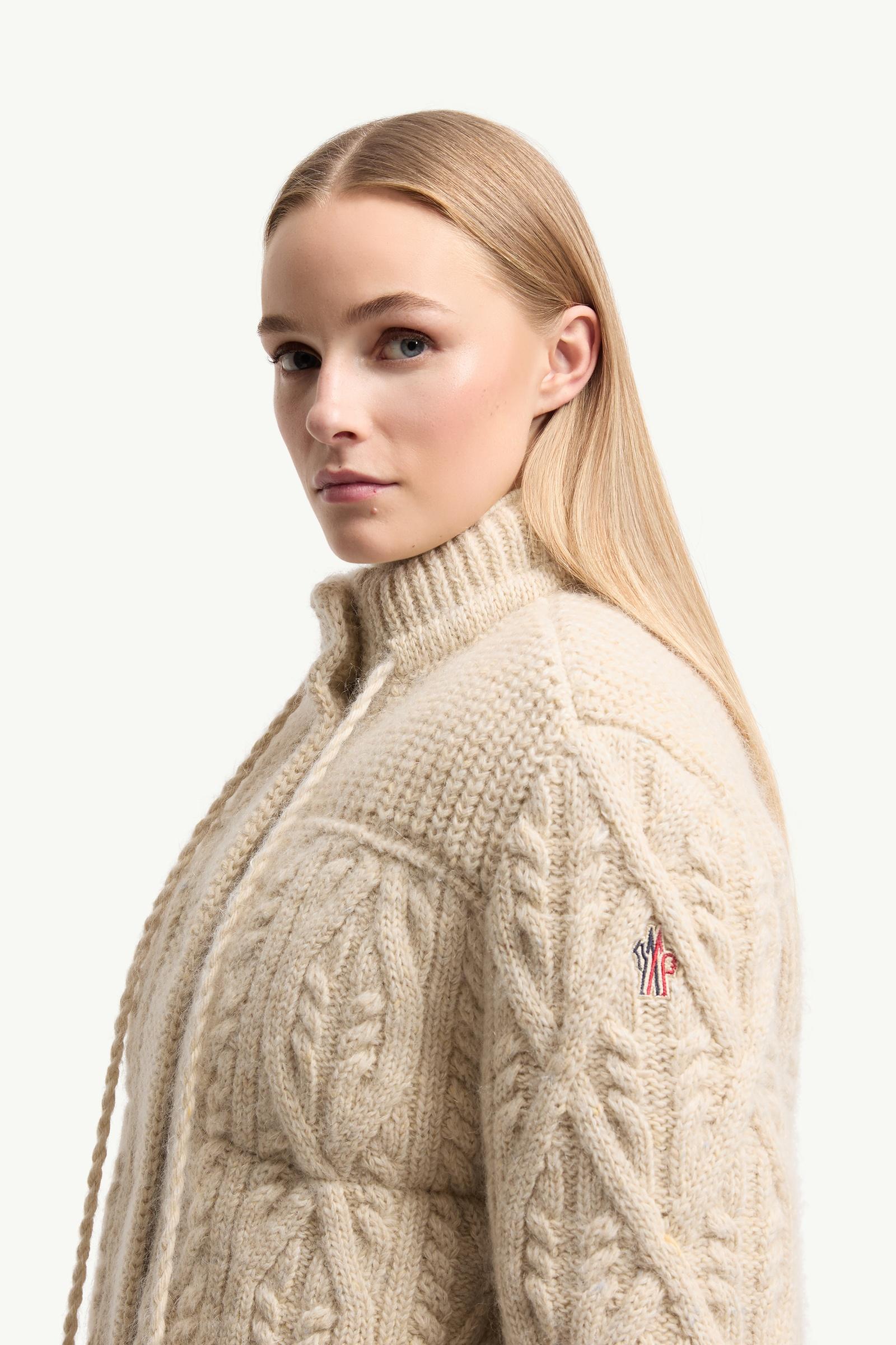 Moncler Melgven Wool Blend Short Down Jacket White Ivory White Ivory