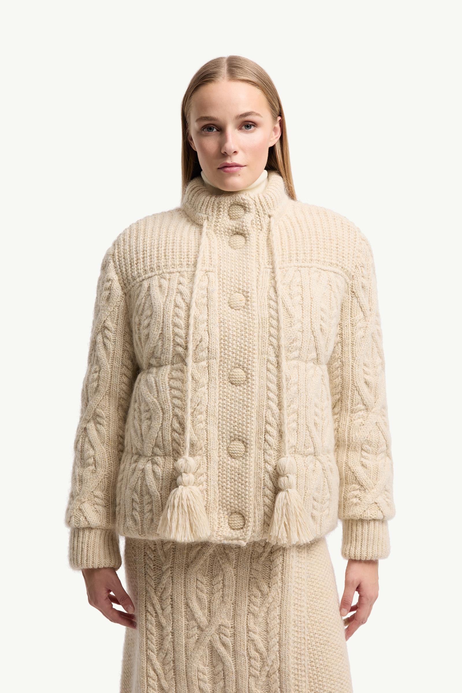 Moncler Melgven Wool Blend Short Down Jacket White Ivory White Ivory