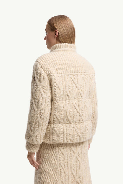 Moncler Melgven Wool Blend Short Down Jacket White Ivory White Ivory