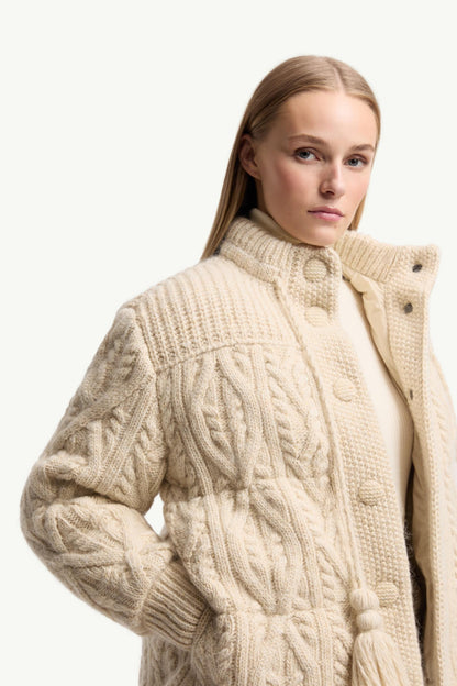 Moncler Melgven Wool Blend Short Down Jacket White Ivory White Ivory