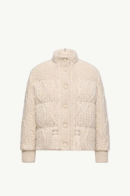 Moncler Melgven Wool Blend Short Down Jacket White Ivory White Ivory