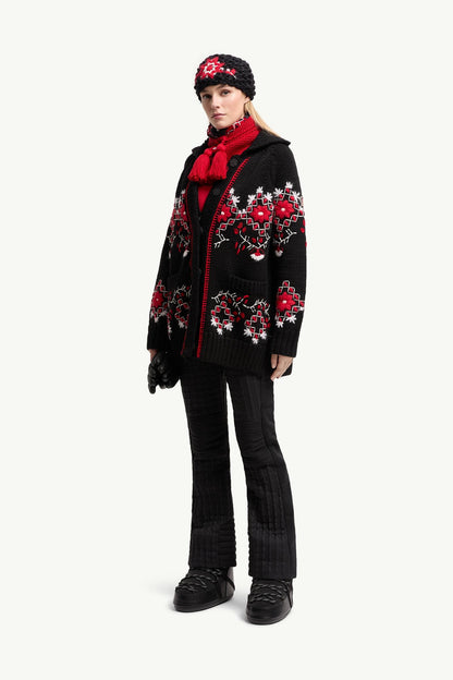 Moncler Embroidered Wool Blend Cardigan Black Black