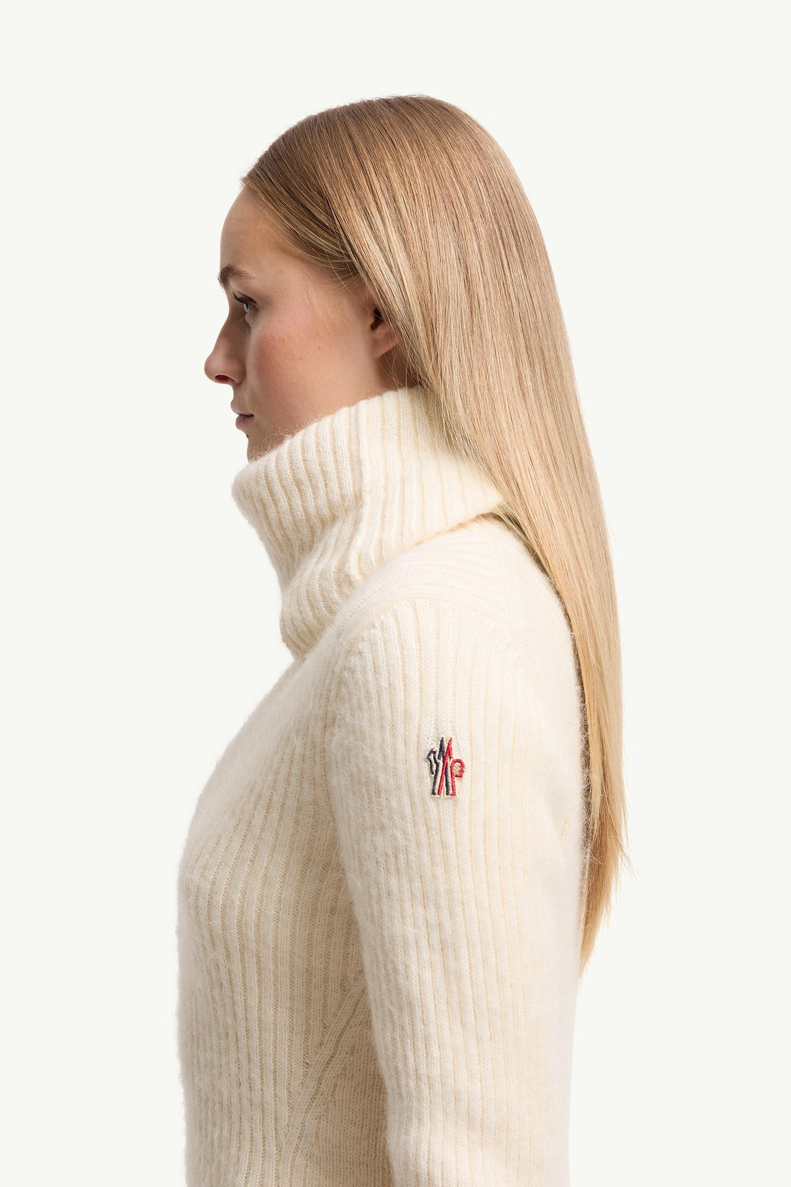 Moncler Wool & Mohair Blend Turtleneck Sweater White Ivory White Ivory