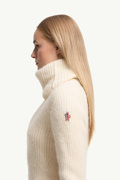 Moncler Wool & Mohair Blend Turtleneck Sweater White Ivory White Ivory