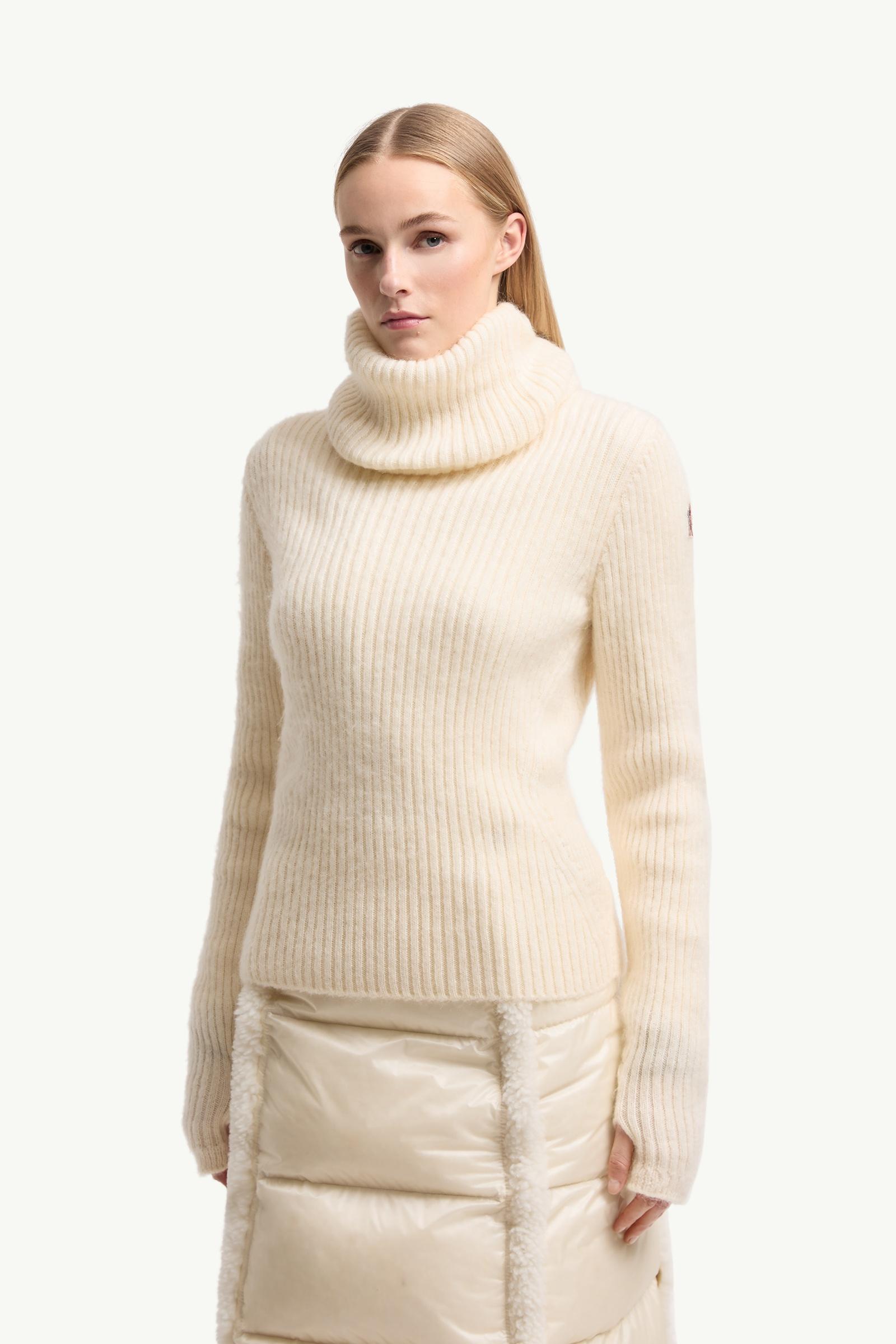 Moncler Wool & Mohair Blend Turtleneck Sweater White Ivory White Ivory