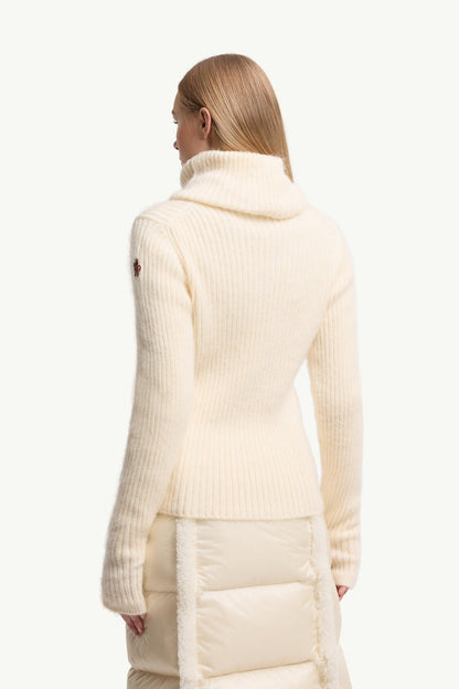 Moncler Wool & Mohair Blend Turtleneck Sweater White Ivory White Ivory