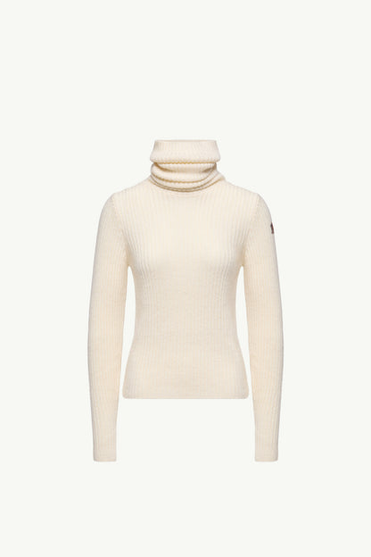 Moncler Wool & Mohair Blend Turtleneck Sweater White Ivory White Ivory