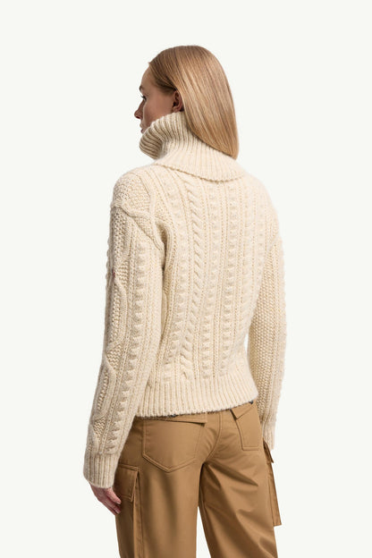 Moncler Wool & Mohair Blend Turtleneck Sweater White Ivory White Ivory