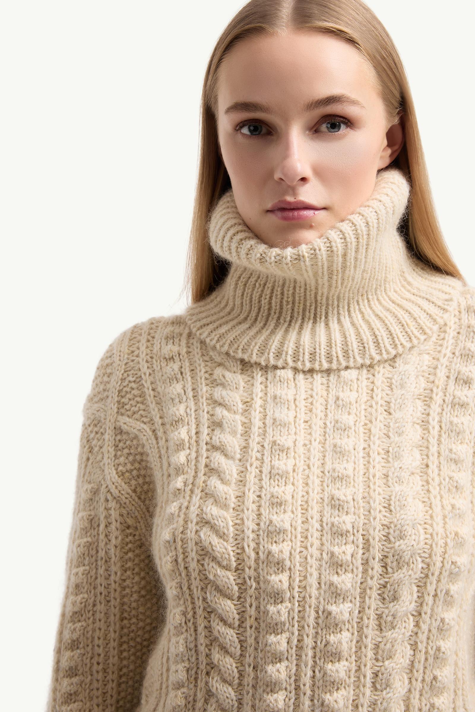 Moncler Wool & Mohair Blend Turtleneck Sweater White Ivory White Ivory